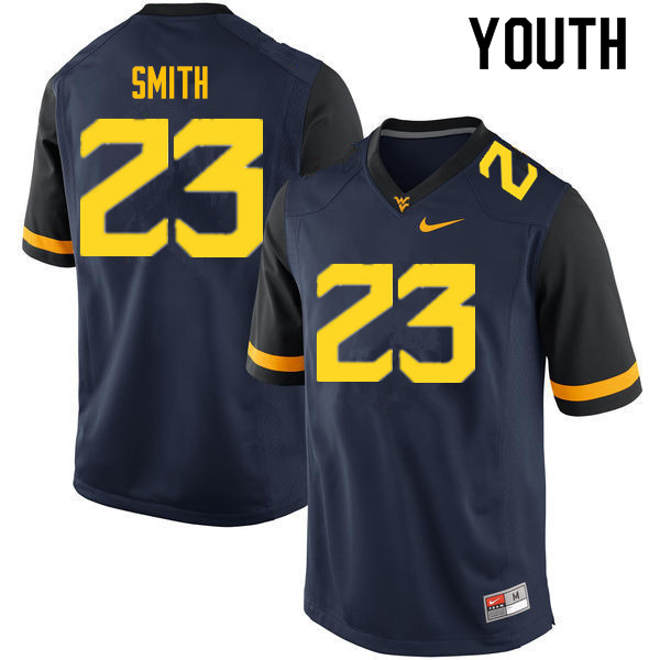 Youth #23 Tykee Smith West Virginia Mountaineers College Football Jerseys Sale-Navy - Click Image to Close